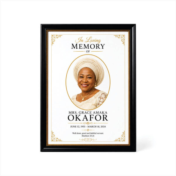 Funeral Portrait Frame Memorial Photo Frames | Custom Funeral Portrait Frames in Nigeria