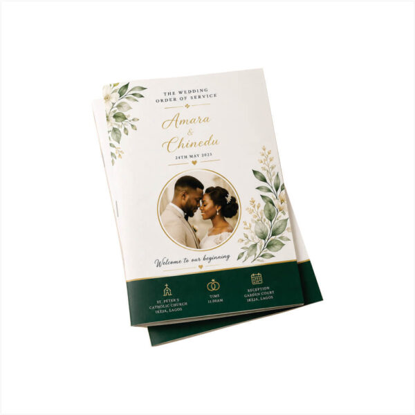 Wedding Order of Service Booklets | Custom Wedding Ceremony Booklet Printing in Nigeria